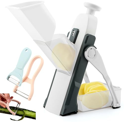 Safe Mandoline Slicer for Kitchen, Potato Slicer Cucumber Slicers with Peeler, Thickness Adjustable Vegetable Food Slicers, Vertical Kitchen Faster Cutter Artifact