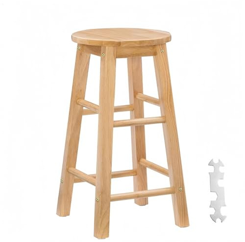 FENGSHENG-SHOP Wooden Bar Stools, 60cm Tall Seat Height, Rustic Wood High Stools, Indoor Outdoor Kitchen Garden Breakfast Counter Barstools