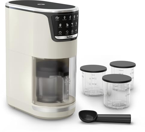 Tefal IG604A Dolci Heladera, 10 programas, resultados perfectamente suaves y cremosos a la vez, programa de coberturas, con cuchara de hielo, programa de enjuague automático, aumento