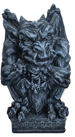 Relaxdays Figurine gargouille déco Gothique, Grise | H 42 x L 28 x P 28 cm polyrésine, résistante UV et gel, déco jardin