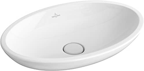 Villeroy & Boch Aufsatzbecken LOOP&FRIENDS 515110 63x43cm ohne Hahnlochbank mit Überlauf weiß alpin, 515110R1