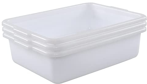 Morcte 3-Pack 13 L Commercial Bus Box, Plastic Bus Tub, White