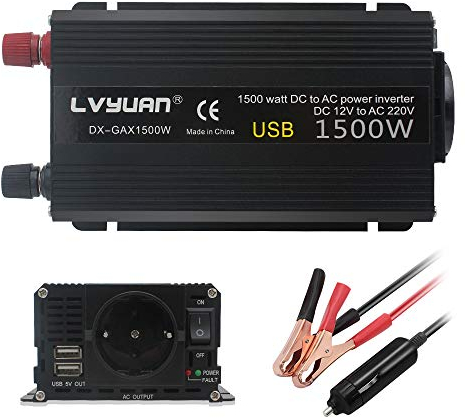 Cantonape 700W Inversor de Corriente 12v 220v con Puerto USB con AC Tomas y Encendedor Convertidor para Automóviles 1500W Peak