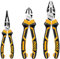 INGCO Juego de 3 Alicates 200/180/160mm Alicates de Punta Larga, Alicates Combinados, Alicates de Corte Diagonal con Function de Pelacables, Crimpadora, Cortador de Cable(HKHLPS2831)