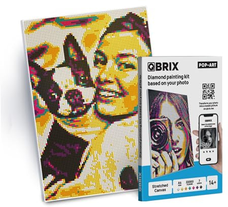QBRIX Diamond Painting Personalisiert | Eigenes Foto | Benutzerdefinierte Diamantmalerei Set | personalisiertes Geschenk | DIY Diamantmosaik Bild | 5D Diamant Malerei (POP-ART, A4)