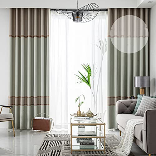 MFFIRE 1 Panneaux Rideaux Oeillets, Occultant Thermique Isolan Rideaux Rayures Isolation Rayon UV Rideaux Anti Bruit pour Moderne Salon Et Chambre,1,W3 x H2.7m