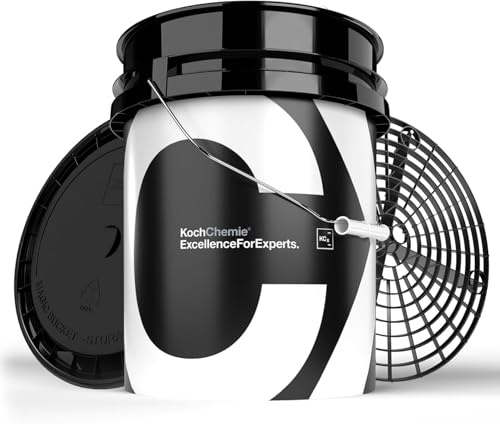 Koch Chemie Profi Auto Wascheimer Set mit Deckel und Grit Guard Sieb Einsatz | 20 Liter Handwäsche Eimer in Schwarz für die perfekte Autowäsche | KFZ Autowascheimer mit Gitter