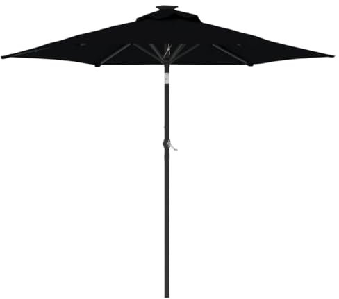 vidaXL Parasol de jardin avec mât en acier noir 225x225x212 cm, parasol, parasol d'extérieur, parasol de terrasse, parapluie, parapluie d'extérieur