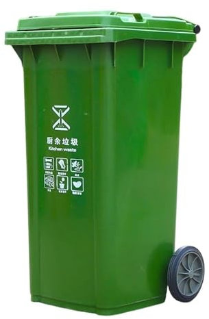 Grande Pattumiera da Esterno con Ruote E Coperchio, 100 L E 120 L, Pattumiera da Cucina Resistente per Portico, Cortile, Terrazza, Patio (Green 100L)