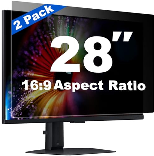 [2 Pack] 28 Inch Computer Privacy Screen for 16:9 Aspect Ratio Widescreen Monitor, Eye Protection Anti Glare Blue Light Filter Shield, Removable Anti-Scratch Anti Spy Protector