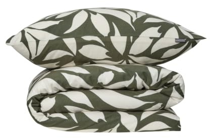 Schiesser Bettwäscheset Leaf | Feinbiber | 2-teilig | Floral | 100% Baumwolle | Weich & angeraut für kuschelige Nächte | Oeko-TEX® Made IN Green | YKK-Reißverschluss | 135x200cm + 80x80cm | Grün