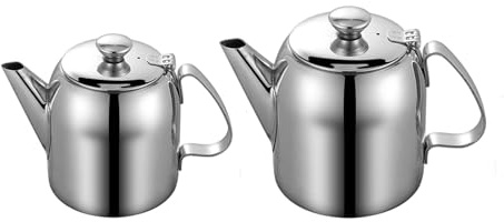 Teiera Acciaio Inossidabile – Preparatore Caffè | Metallo Argento 32 Oz E 48 Oz | Servizio Antigoccia Ristorazione, Soggiorno, Caraffa Acqua Fredda Per Tè Sfuso Infuso, Sala Conferenze