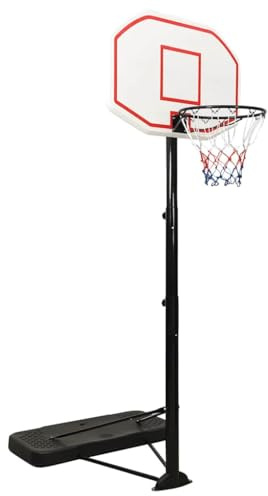 QUAHEAS Basketballständer Weiß verstellbar 258-363 cm Polyethylen, freistehend mit stabilem Sockel, Outdoor Indoor Basketballkorb mit Nylonnetz, mobil und rollbar für Kinder Erwachsene Training