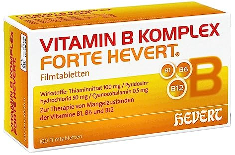 Vitamin B Komplex forte Hevert zur Therapie nachgewiesener Mangelzustände der Vitamine B1, B6 und B12, 100 St. Tabletten