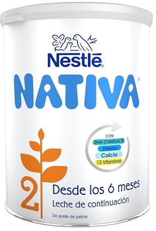Nestlé NATIVA 2 Leche de Continuación en polvo para bebés a partir de los 6 meses, bote de 800g