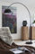 SalesFever Steh-Lampe schwarz lackiert mit Dimmer und Fuß aus Marmor 205x170 cm | Big Mess | Steh-Leuchte groß mit kugelförmigen Lampenschirm | Bogen-Lampe für Wohnzimmer 205cm x 170cm