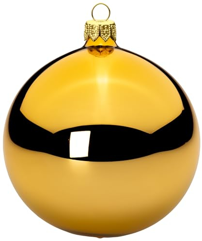 Sikora Essentials Klassische Christbaumkugeln aus Glas - Hochglanz - 6 Farben 3 Größen Premium Qualität, Farbe/Modell:Gold Hochglanz 4er Set, Höhe in cm:10 cm