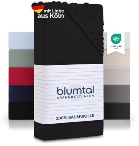 Blumtal® Basics Spannbettlaken Topper 180x200 - Jersey, 100% Baumwolle, Oeko-TEX zertifiziert, Topperbezug und Topper 180x200cm - Schwarz