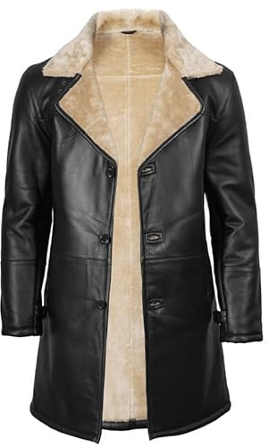 Blingsoul Temp Real Leather Men Black Shearling Coat | [1509993] Turlock Black/Beige, M