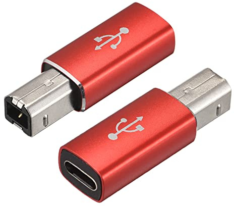 sourcing map USB C Female to MIDI Convert Adapter, Type-C to USB B Adapter Red for Printers, Laptop, Tablet, Piano, Synthesizers
