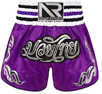 Doomiva Short Muay Thai Haute Qualité Boxe Thaï MMA Kick Boxing pour Femme Homme Compétition d'Entraînement de Combat Violet M