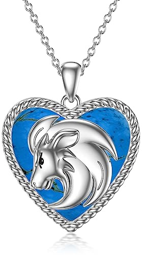 LONAGO Collar Leo Plata de Ley 925 Signo Zodiacal Leo con Turquesa Colgante Collar para Mujer