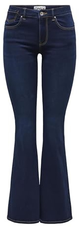 ONLY Onlroyal Hw DB Fyoke Flared DNM Jean Taille Haute, Bleu foncé Denim, 32 FR/XS/L Femme