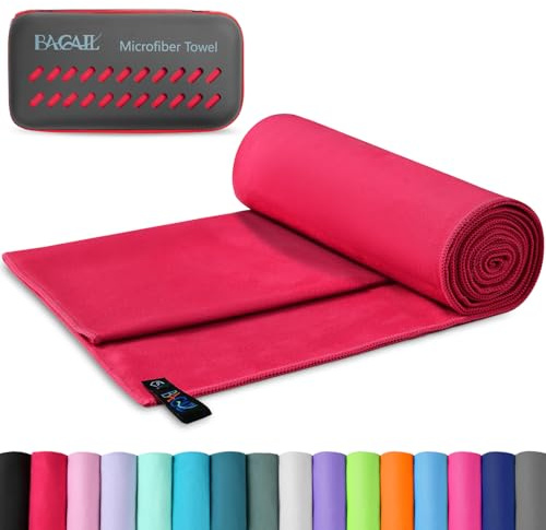 BAGAIL Asciugamano da Viaggio in Microfibra, Asciugamano da Bagno e Telo Mare, Asciugatura Rapida - Super Assorbente - Ultra Compatto, Ottimo per Sport, Palestra, Yoga e Zaino in Spalla