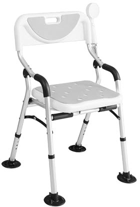 Sedia da doccia VED Stool, sedia da doccia pieghevole per vasca da bagno, sedile da bagno portatile con gambe in alluminio resistenti, regolabile con schienale per bagno.