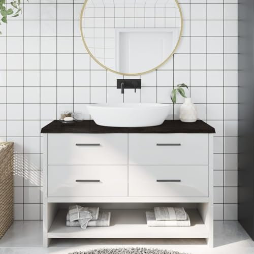 ShGaxin Waschtischplatte Dunkelgrau 120x60x4 cm Massivholz Behandelt, Arbeitsplatte, Waschtischplatte, Bürotischplatte