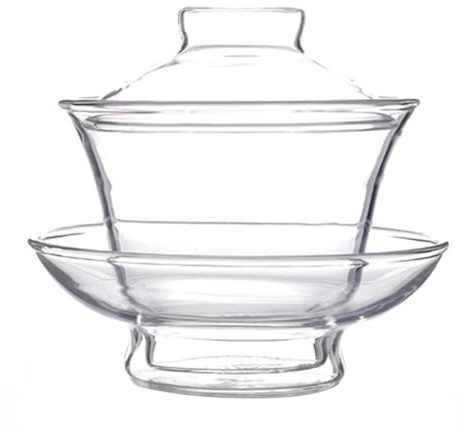 BESPORTBLE Taza de Té con Filtro y Tapa de Vidrio Transparente, Cuenco de Té de Estilo Chino, Resistente al Calor, Adecuado para Decoración del Hogar y Cumpleaños