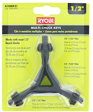 Ryobi A10MK21 3-in-1 1/2 Inch Multi-Chuck Keys for Ryobi Drill / Drivers