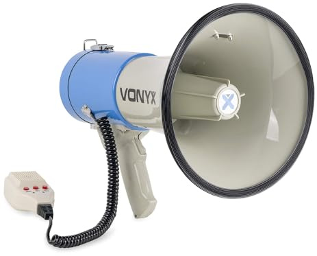 Vonyx MEG060 60W Megaphone with Handheld Microphone & Siren - High-Power Loud Hailer, Mega Phone Speaker with Mic for Events, Emergency, Crowd Control, Megaphones, Loudhailer, Mega Phone