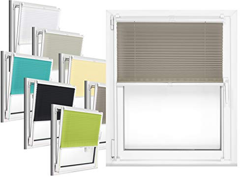 npluseins Plissee - vormontiert und mit Klemmfixierung am Fensterahmen - kinderleichte 3-Step Montage, ca. 120 x 130 cm, grau