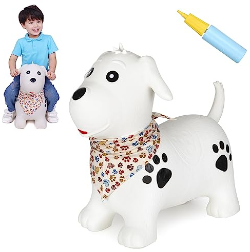 INPANY Bouncy Dog Hopper Toys for Toddlers-Hopping/Bouncing/Bounce Horse, Jumping Horse, Outdoor Indoor Inflatable Ride-on Animal Toy for Kids/Boys/Girls Gifts(Pump Included)