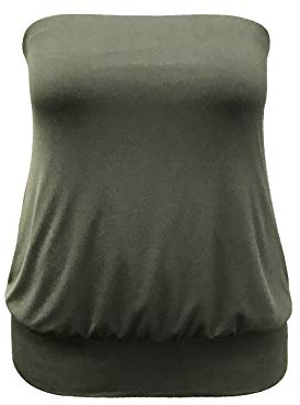 LEEBE Donna Taglie Forti - Senza Spalline Top a Tubo (1XL-5XL) (4XL (60-62), Verde Oliva)