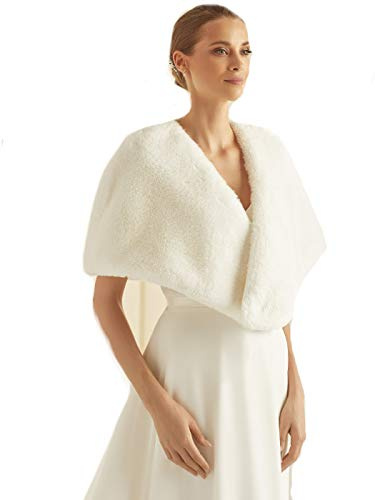 Bolero Cape Poncho in pelliccia sintetica Bolero Stola, giacca da sposa Ivory crema avorio taglia unica