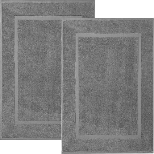 KAHAF COLLECTION Bath Mat Floor Towel Set - Absorbent Cotton Hotel Spa Shower/Bathtub Mats [Not a Bathroom Rug] 22x34 Pack of 2