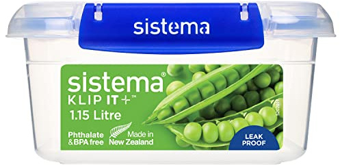 Sistema FS690 Klip It Plus Square Container Food Storage, Polypropylene, 1.15 liters