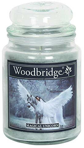 Woodbridge Große Duftkerze im Glas mit Deckel | Magical Unicorn | Duftkerze Patschuli | Kerzen lange Brenndauer | Raumduft für Zuhause | Kerze 2 Docht