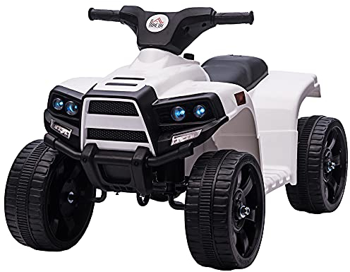 HOMCOM Mini Elektro-Quad Kinder Elektro ATV Kinderwagen für 18 bis 36 Monaten Elektromotorrad mit 2 Scheinwerfer Elektroquad Strandauto-Form PP Stahl Schwarz+Weiß 65 x 40 x 43 cm