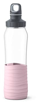 Emsa N31005 Drink2Go Glas Trinkflasche | Fassungsvermögen: 0,7 Liter| Schraubverschluss | 100% dicht | spülmaschinenfest | Rosa