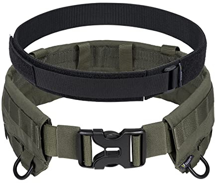 IDOGEAR Cintura Tattica Molle Cintura Militare Cintura modulare per rigatori Cintura da Combattimento Regolabile con Cintura Interna e Set di Cinture Esterne (Medium, Ranger Green)