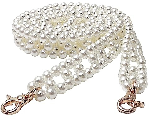 WANYIG Handykette Perlen zum Umhängen Taschenkette Perlen Trageriemen für Umhängetasche Tasche Kette Crossbody Doppelte Reihe Schulterriemen Schultergurt Ersatz Accessoire Charme (120CM, A)