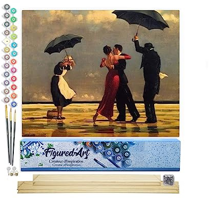 Figured'Art Peinture par Numéro Adulte Danseurs rétro sur la Plage - Activité Manuelle Kit de Loisir Créatif DIY Numéro d'Art Complet - 40x50cm avec châssis en bois à monter