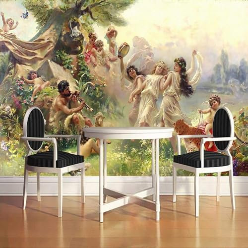 Sdzuile Papel Tapiz Fotográfico Efecto 3D Estilo Europeo Personaje Pintura Al Óleo Puerta Imágene Pared Pintado Papel Tapiz 3D Decoración Dormitorio Fotomural Sala Sofá Mural-430cm×300cm