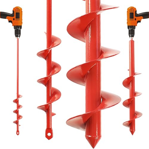 MAXCCINO Auger Drill Bit for Planting Set of 2, Garden Ground Earth Spiral Drill Bit for 3/8 Hex Drive Drill, for Post Hole Digger Bulb Bedding Digging Plant Rapid Planter