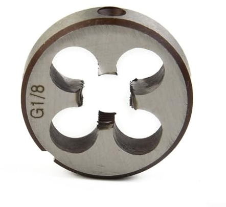 Lioaeust Runde Gewindeschneider, Hochleistungs-Rohrgewinde, runde Schneideisen für BSP G1/8-28, G1/4-19, G3/8-19, G1/2-14, G3/4-14, G1-11 HSS Hochgeschwindigkeitsstahl (G1/8-28), 1118665547