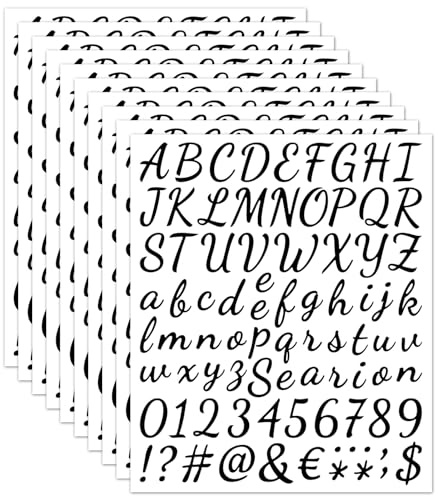 Alphabet Stickers 10 Sheets Vinyl Alphabet Stickers Self-Adhesive Letters Black Sticker Mailbox Numbers Labels DIY Crafts Art Making, Decals for Sign,Notebook,Door,Classroom Decor