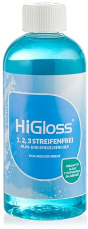 HiGloss Spiegel- & Glasreiniger 1,2,3 Streifenfrei - 500ml, hochkonzentriert für Glanz & Sauberkeit auf allen Oberflächen, mit Lotuseffekt fresh